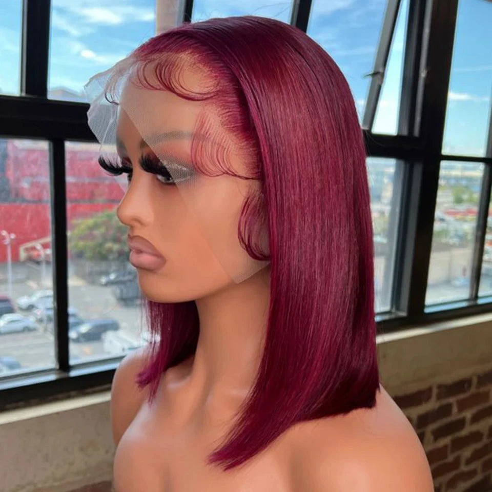 Straight Bob 100% Human Hair Lace Wig For Women Brazilian Remy Hair Middle Part Lace Easy Wear T Part Lace Wigs Clearance Sales