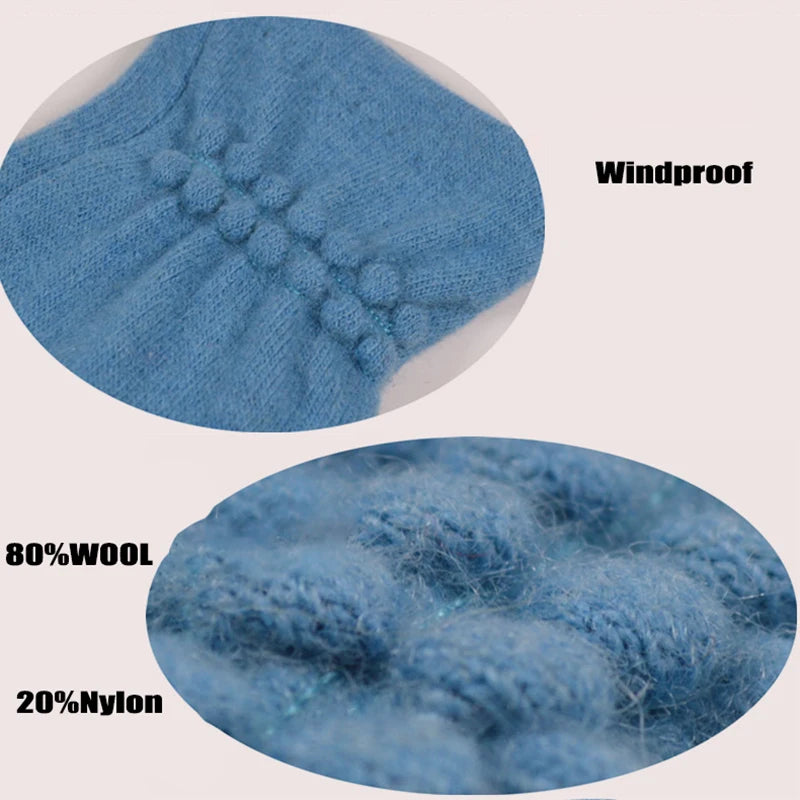 Wool Cashmere Slim Thin Vintage Windproof Touch Screen Gloves Women Winter Full Finger Hand Warm Glove Female Casual Wholesale