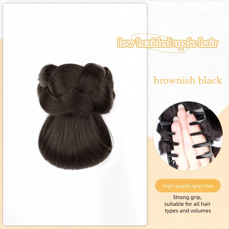 LUPU Hair Clips for Hair Hair Accessories Wig Low Hair Bun Synthetic Natural False Braided Black Brown Updo Hair Women Hairpiece