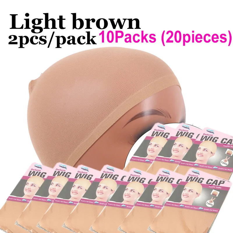 Durable Stokcing Wig Cap Under My Wigs 20Pieces Stocking Cap Skin Tone Black Brown Nude Color Wigs Installing Bald Cap