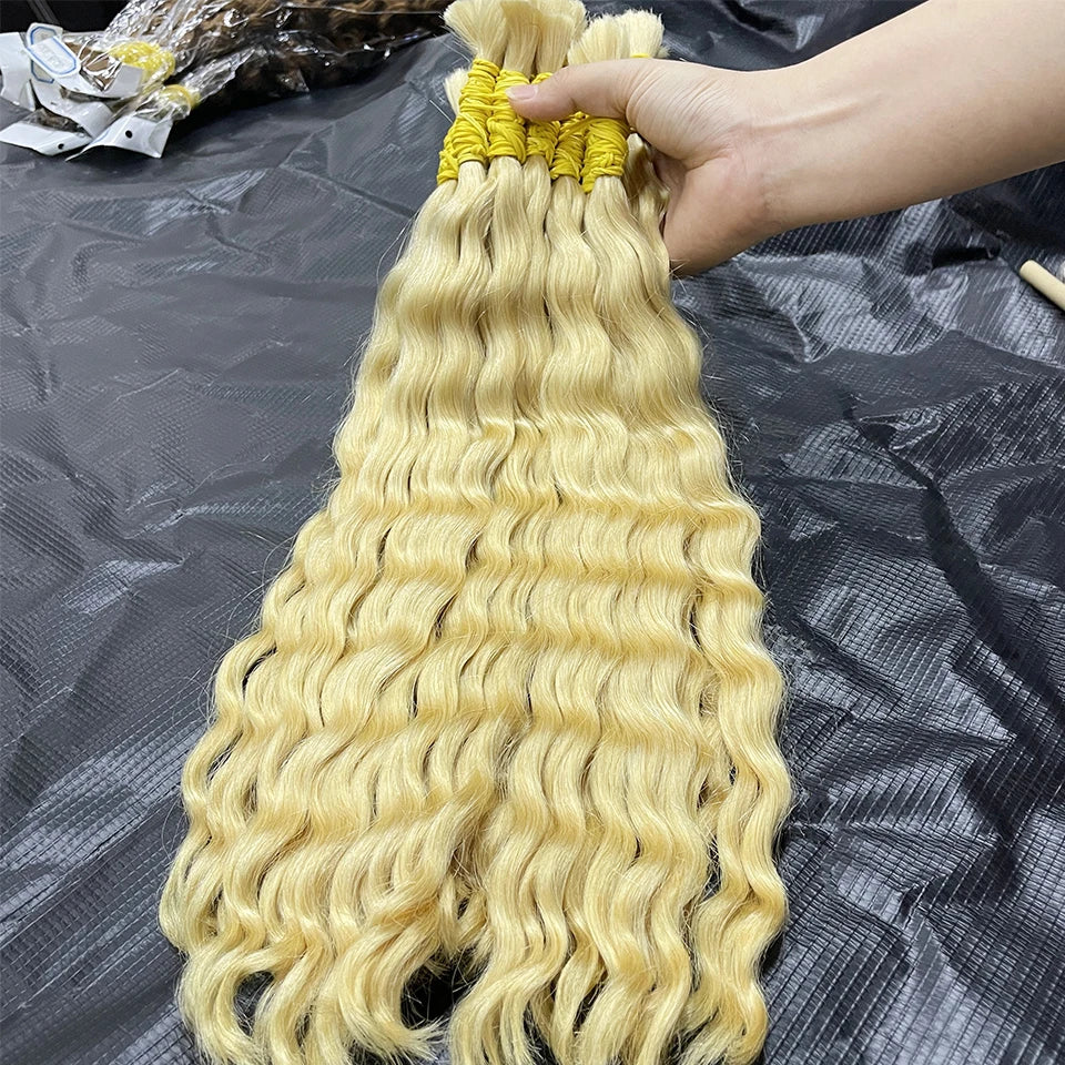 Bulk Braiding Hair 100% Human hair Virgin Deep Wave Unprocessed No Weft Boho Braids Human Hair Bulk Extensions Brazilian Remy 1B