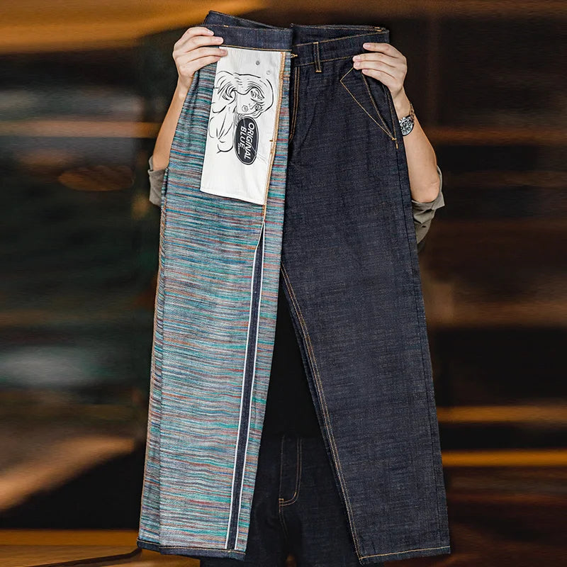 Maden Vintage 13.5oz Heavyweight Colored Selvedge Raw Denim Jeans Cotton Straight Denim Pants Men's Blue Zipper Fly Trousers