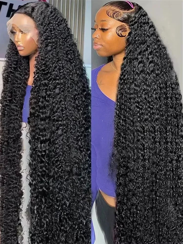 High Density 200% 40Inch Deep Wave 13x6 13x4 Lace Front Human Hair Wig Curly 360 Full Lace Frontal Wig Human Hair For Women