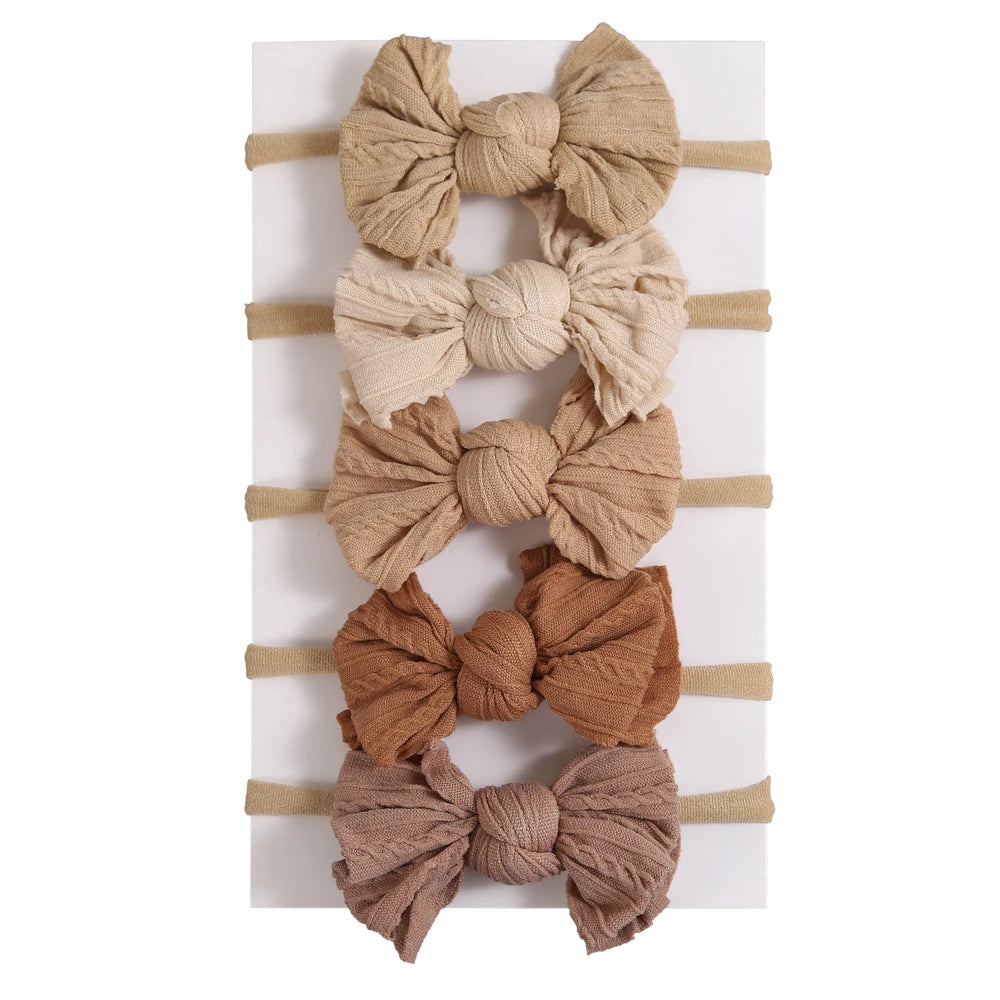 5Pcs/Lot Baby Headband for Baby Girls Soft Nylon Elastic Solid Color Hairband Print Hair Bow Kids Headwear Baby Hair Accessories