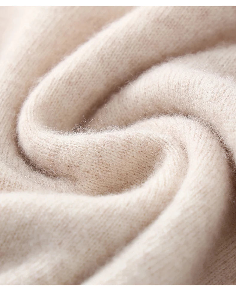 Autumn/Winter Men's 100% Pure Cashmere Pullover Business Casual Solid Knitted Sweater Loose Round Neck Tops Thick Warm Jumper