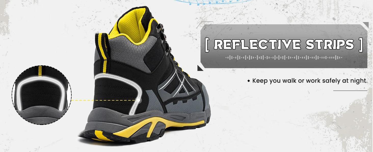 LARNMERN Men's Steel Toe Safety Work Boots shoe Non Slip Shoes for Man Anti-puncture Anti-static Protective Safety Boots