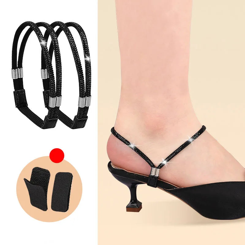 High Heels Shoes Band Anti-loose for Women Diamond Shoelaces Anti-drop Heel Straps Belt Drill Elastic Fixing Rhinestone Belts