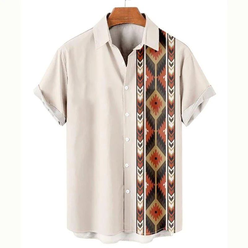 Hawaiian Beach Shirts Ethnic Style 3D Print Streetwear Men Women Fashion Vintage Short Sleeve Shirt Blouse Harajuku Man Clothing