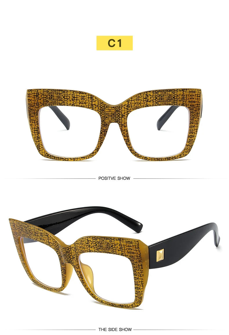 Oversize Women's Glasses Fashion Transparent Square Ladies Eyeglasses Blue Clear Lens Optical Female Eyewear Anti Blue Light