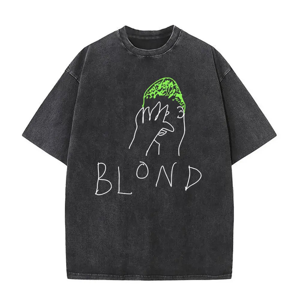 Washed Vintage Rapper Frank Oversized Tshirt Blond Graphic T-shirts Men Women Ocean Hip Hop T Shirt Men's Fashion Casual Tees