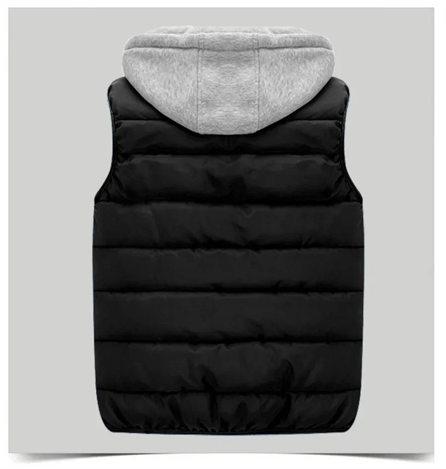 Men's Padded Vest Autumn Winter Hooded Jackets Outerwear Thick Warm Sleeveless Parka Coat Casual Men Clothing Male Slim Tops