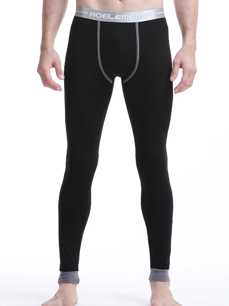 Men's long Johns single-piece thin tight-fitting underpants line pants thermal pants slim cotton woolen pants autumn and winter