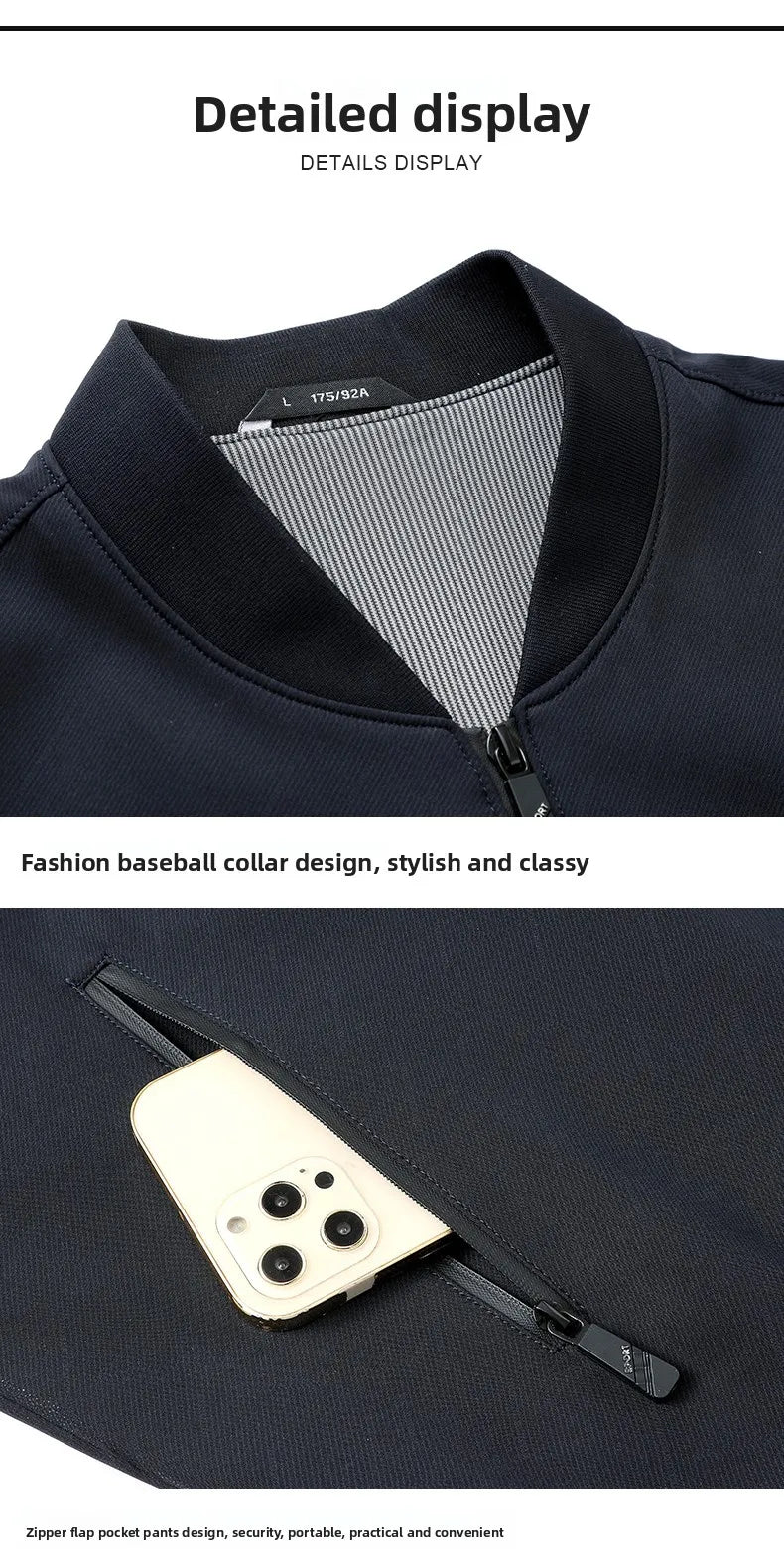 Premium Anti Wrinkle Waterproof Men Blazer Jacket Middle Aged Windbreaker Baseball Collar Business Casual Lightweight Coats