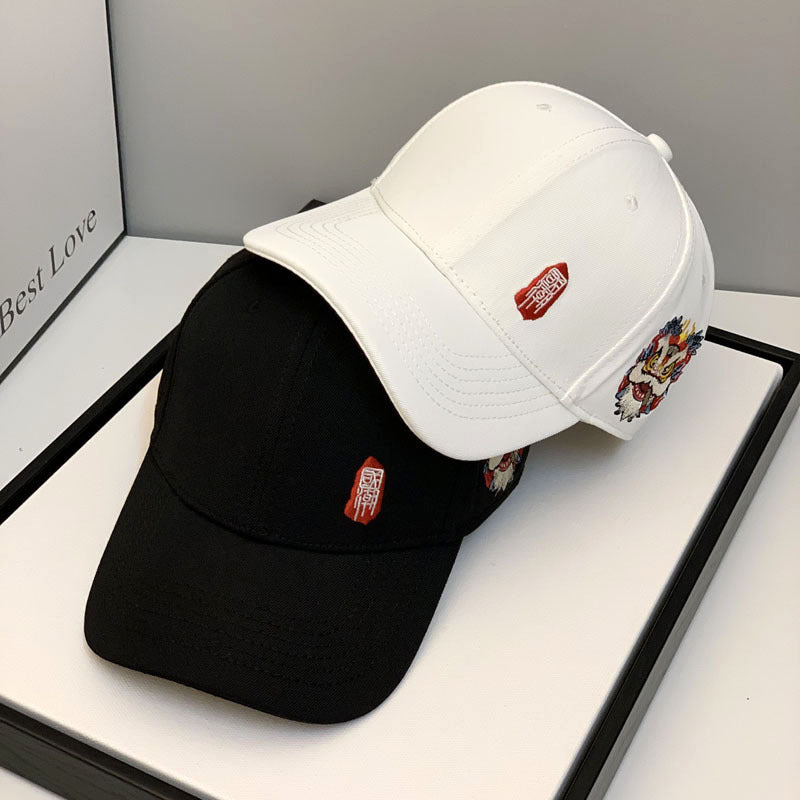 2022 New Chinese Style Spring Autumn Cap Women Tide Lion Embroidery Baseball Hat Hip-hop Men Casua All-match Casquette Gorras
