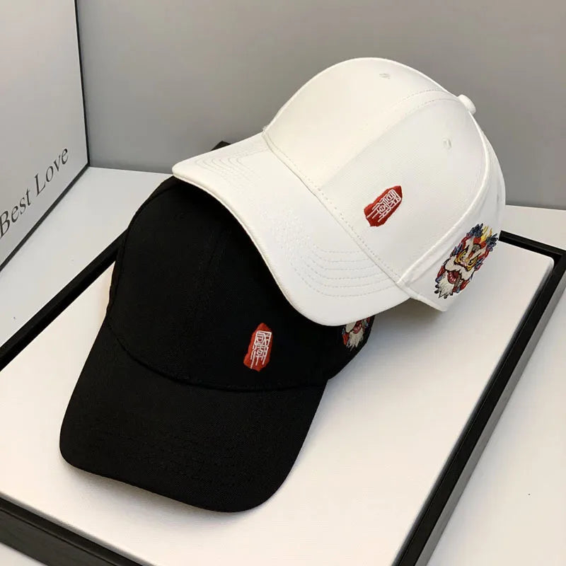 2022 New Chinese Style Spring Autumn Cap Women Tide Lion Embroidery Baseball Hat Hip-hop Men Casua All-match Casquette Gorras