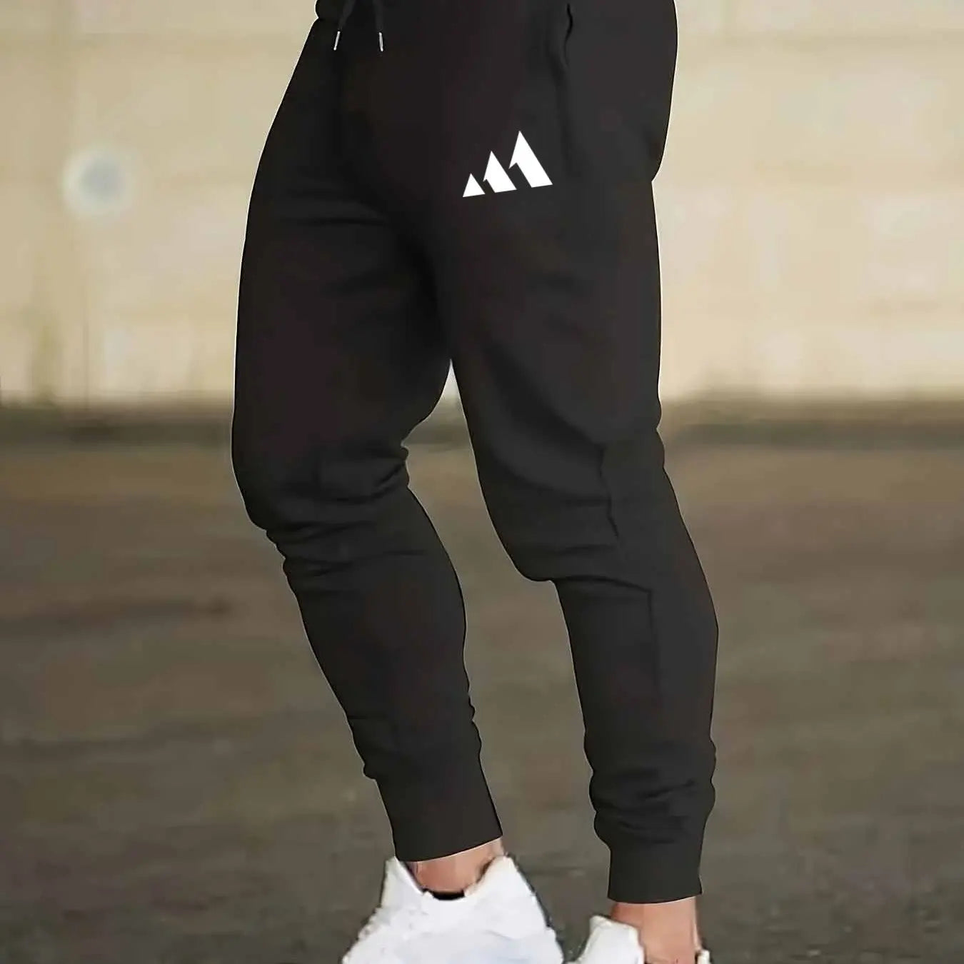 Men's Casual Sports Pants with Drawstring & Letter Print High Quality Fabric Slight Stretch Loose Fit for Spring Autumn Outdoor