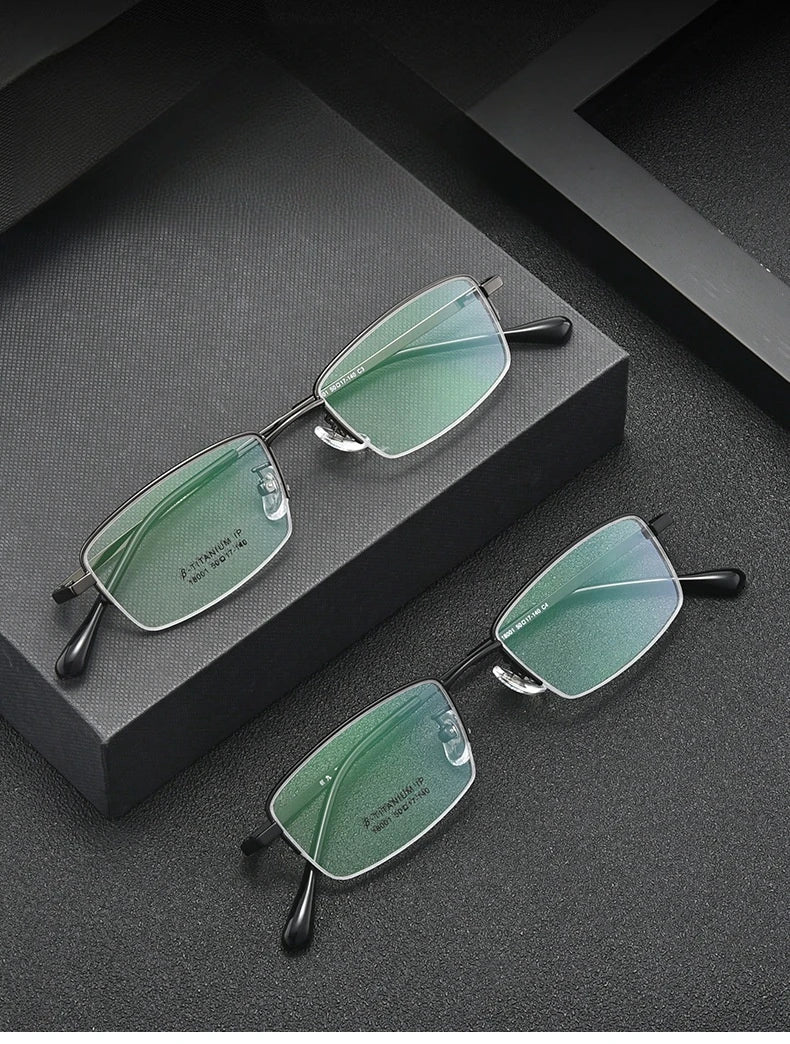 FIRADA Fashion Comfortable Glasses Retro Titanium Square Half Frame Eyewear Business Prescription Eyeglasses Frame Men 18001-C
