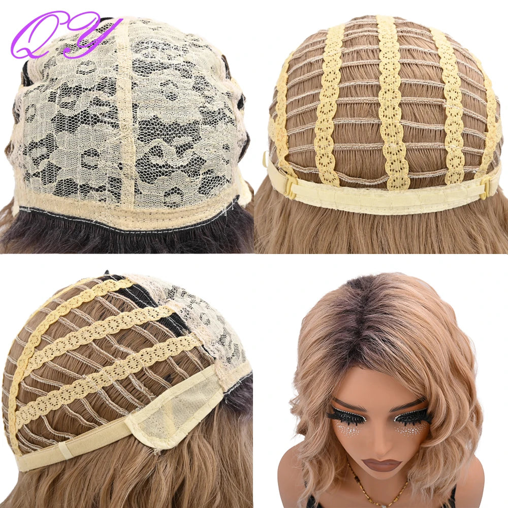 Synthetic Short Water Wave Curly Women's Wig  High Quality Daily Use Hair Wigs For Woman