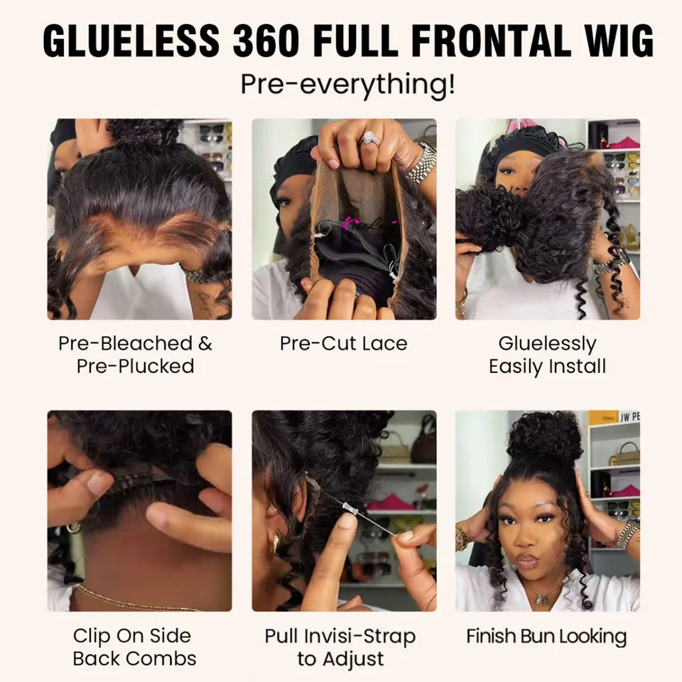 Straight Invisi Strap Snug Fit 360 Full Lace Wigs Pre-Everything HD Transparent Lace Frontal Wig Glueless Human Hair Ready To Go