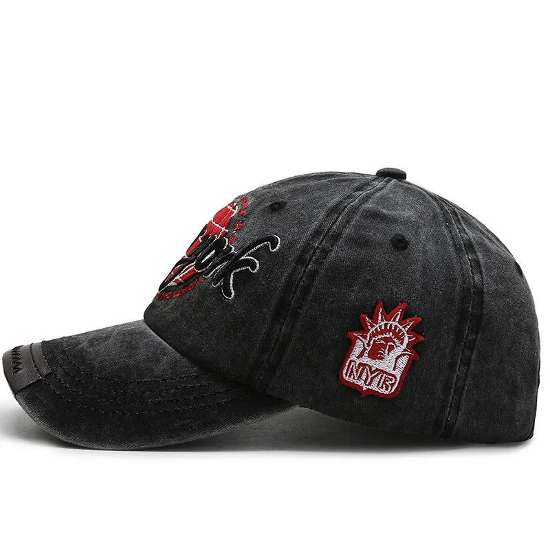 Vintage New York Embroidered Baseball Cap Soft Washed Dad Hat Letter Embroidery Washed Vintage Duckbill Cap
