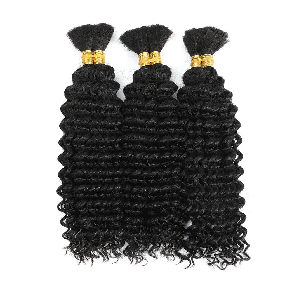 Human Braiding Hair 1 Bundle 20 Inch Human Hair Bundles for Braiding Highlight P4/27 Color Deep Wave Bulk Human Hair Bundles