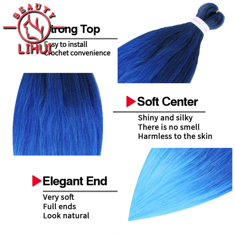 Easy Crochet Braids Ombre Hair Extensions Bundles Yaki Straight EZ Braiding Pre Stretched Synthetic Braid For African Women 6pcs