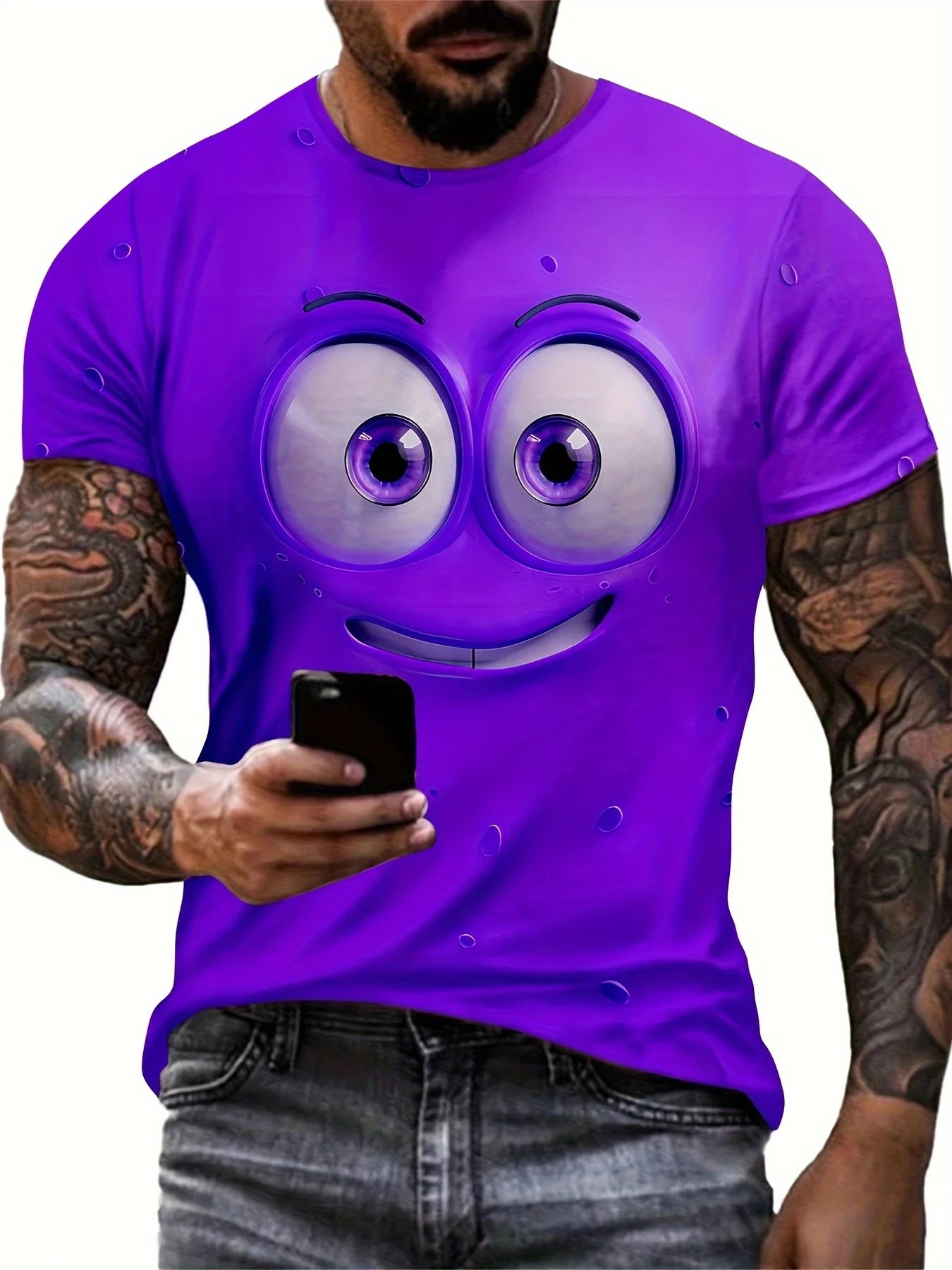 2024 New Men's Eye Pattern Printed T-shirt,Casual Short-sleeved Round Neck T-shirt,Men's Summer Outdoor Clothing
