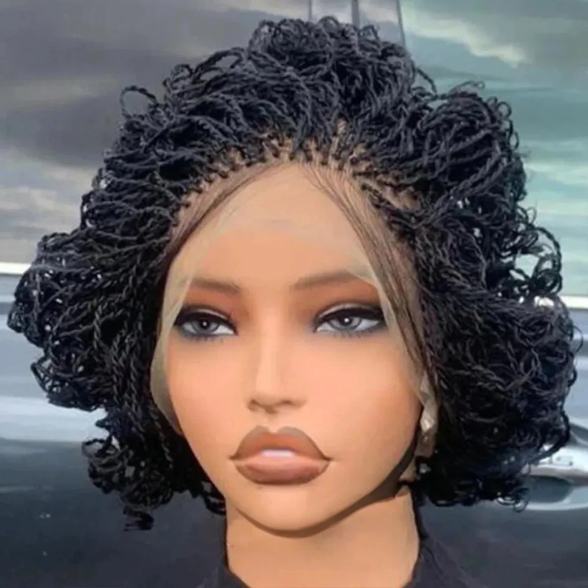 Short micro twist wig on 2*6 lace Centre-part braided wig braided lace front wigs 8-10" braid wig braided lace wigs Micro Braid