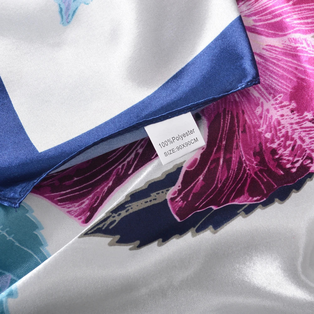 BYSIFA| Blue Pink Silk Women Scarf Spring Fashion Chinese Style Elegant Square Scarves Shawls Fouldard Fall Winter Scarves Wraps