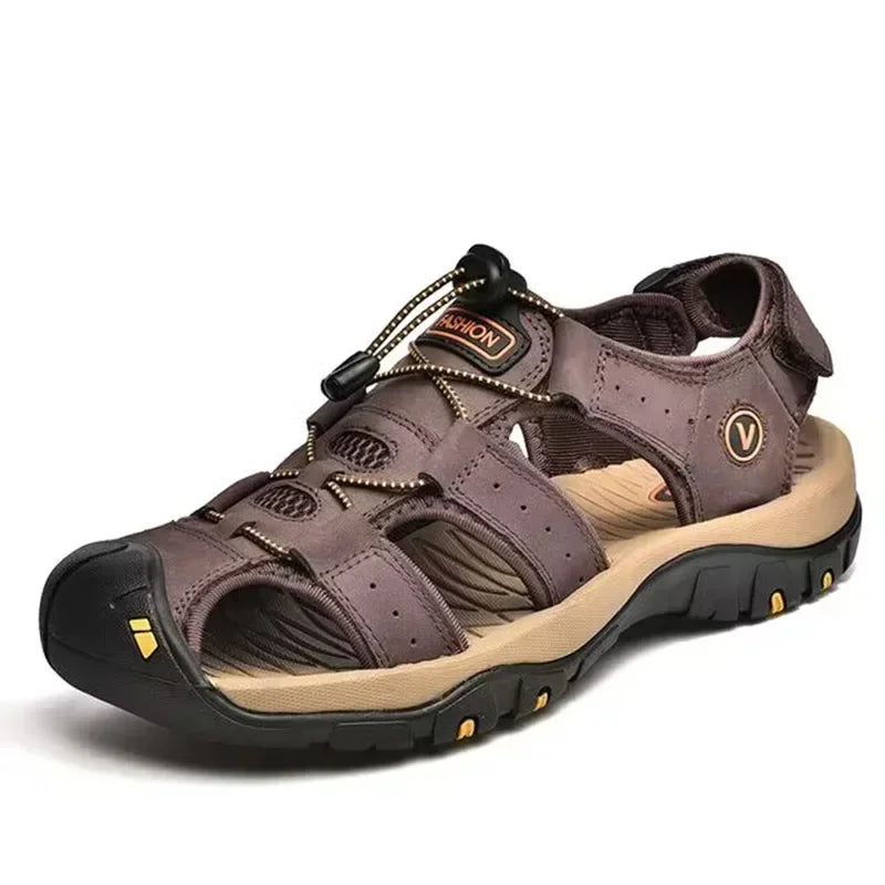 Classic Men's Sandals Summer Genuine Leather Sandals Breathable Men Cow Leather Shoes Men Sandals Soft Outdoor Men Roman Sandals