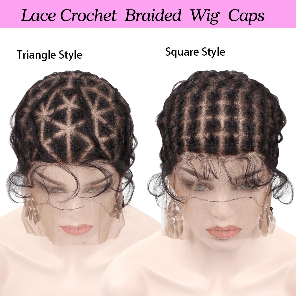 Ventilating Full Lace Wig Cap For Crochet Braiding Hair Black Braided Wig Cap For Making Afro Glueless Wig Lace Wig Cornrow Cap