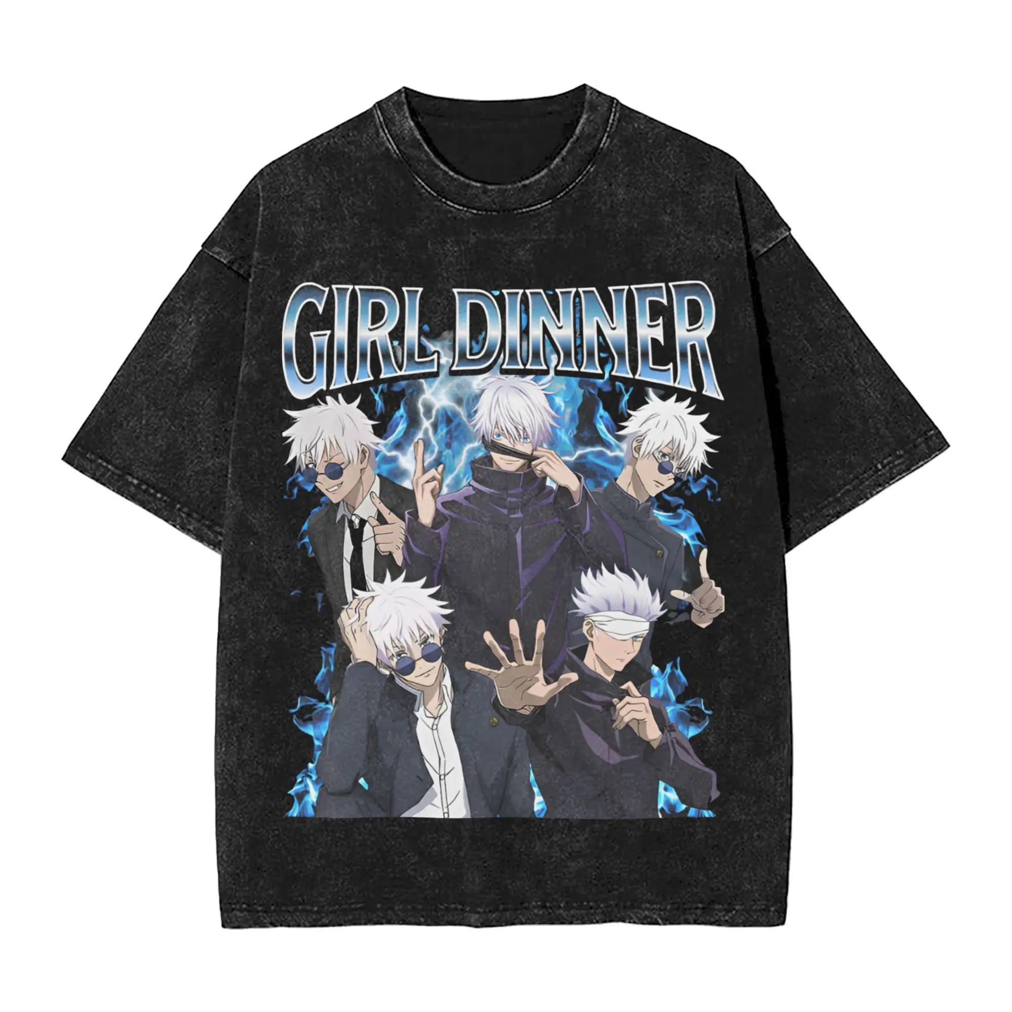 Suguru Geto anime girl dinner  Merch Washed T Shirt Men Women Streetwear Hip Hop T-Shirt Printed  Tee Shirt Cotton