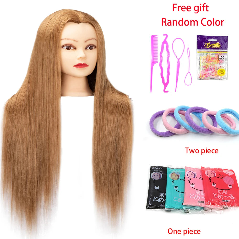 Head Dolls For Hairdressers 65cm Hair Synthetic Mannequin Head Hairstyles Female Mannequin Hairdressing Styling Training Head