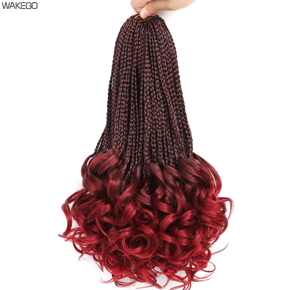 24 18 14 Inches French Curly Crochet Braids New Goddess Box Braids Bouncy French Curl Braid Hair Crochet Synthetic Braiding Hair