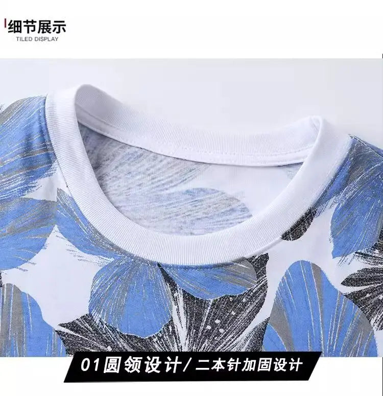 Loose Short-sleeved Thin Versatile Top Short-sleeved T-shirt for Men Summer Thin Full-body Printed Casual Breathable Trendy