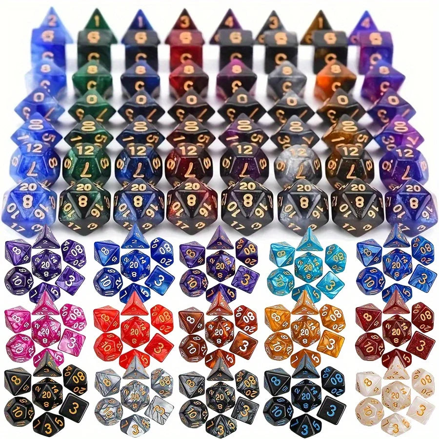 28pcs Polyhedral DND Dice Set - Black Drawstring Pouch with Color-Coded Faces, RPG/D&D Tabletop Game Accessories  ZSY