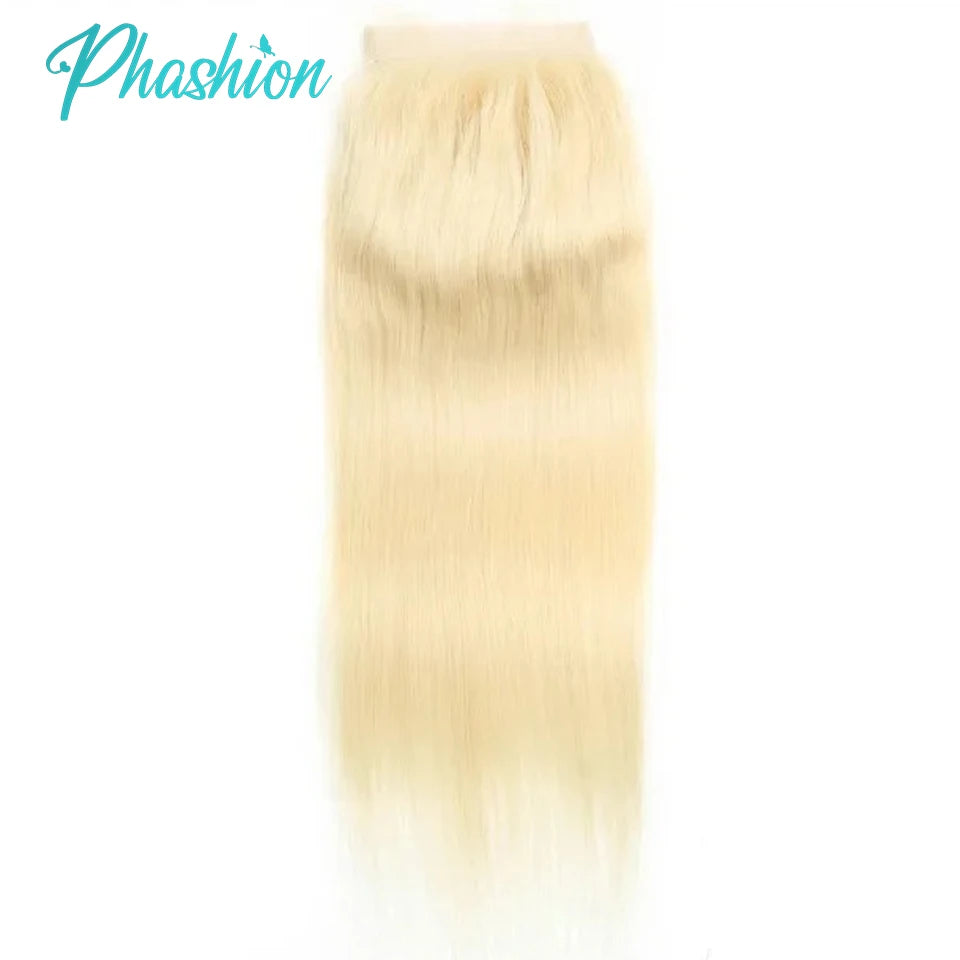 Phashion Blonde 5x5 Lace Closure 613 Straight 13x4 Lace Frontal Only Swiss Transparent Pre Plucked Brazilian Remy Human Hair