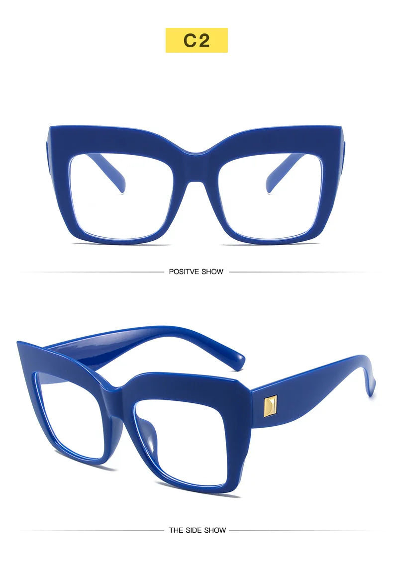 Oversize Women's Glasses Fashion Transparent Square Ladies Eyeglasses Blue Clear Lens Optical Female Eyewear Anti Blue Light