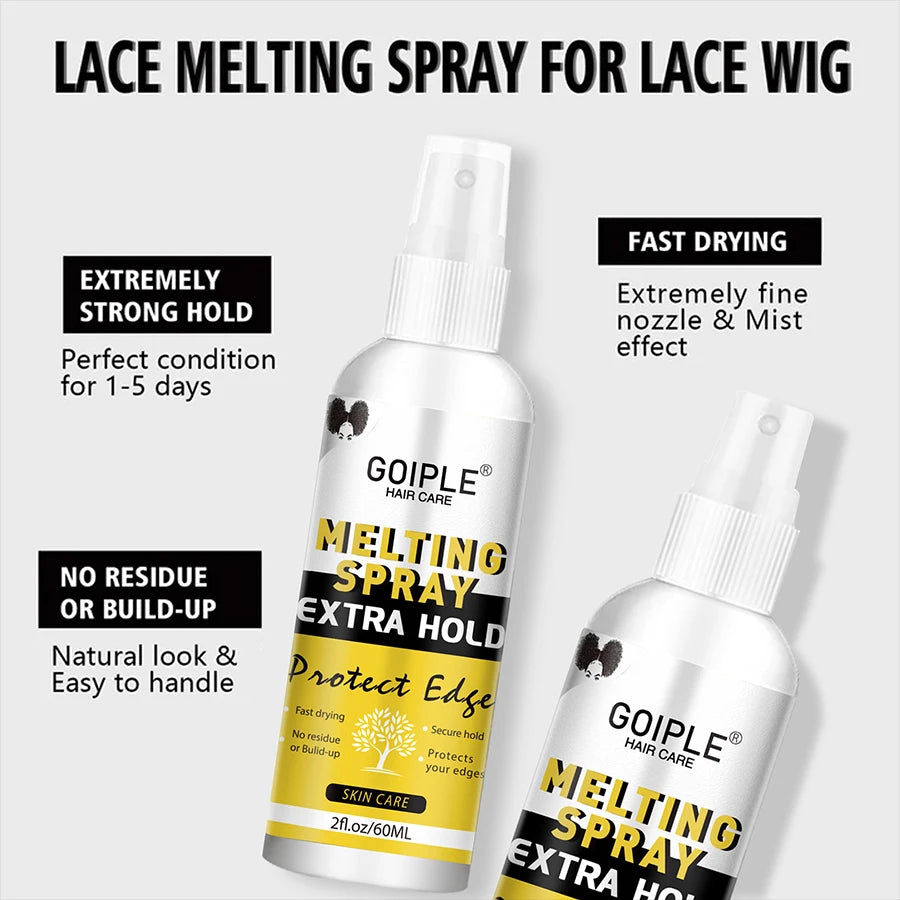 GOIPLE Waterproof Wig Glue Adhesive Extra Hold Melting Spray for Lace Front Hair Wax Stick Edge Control Gel Wig Installation Kit