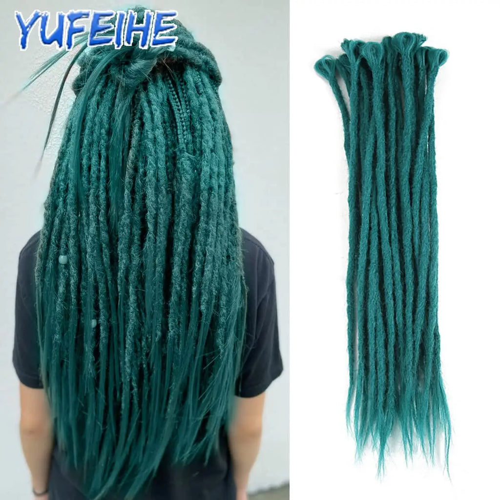 Dreadlocks Extensions Thin 0.7cm Width Synthetic Crochet Braids Hair Dreads Fake Hair Ombre Mint Green Reggae Hip Hop Style Pink