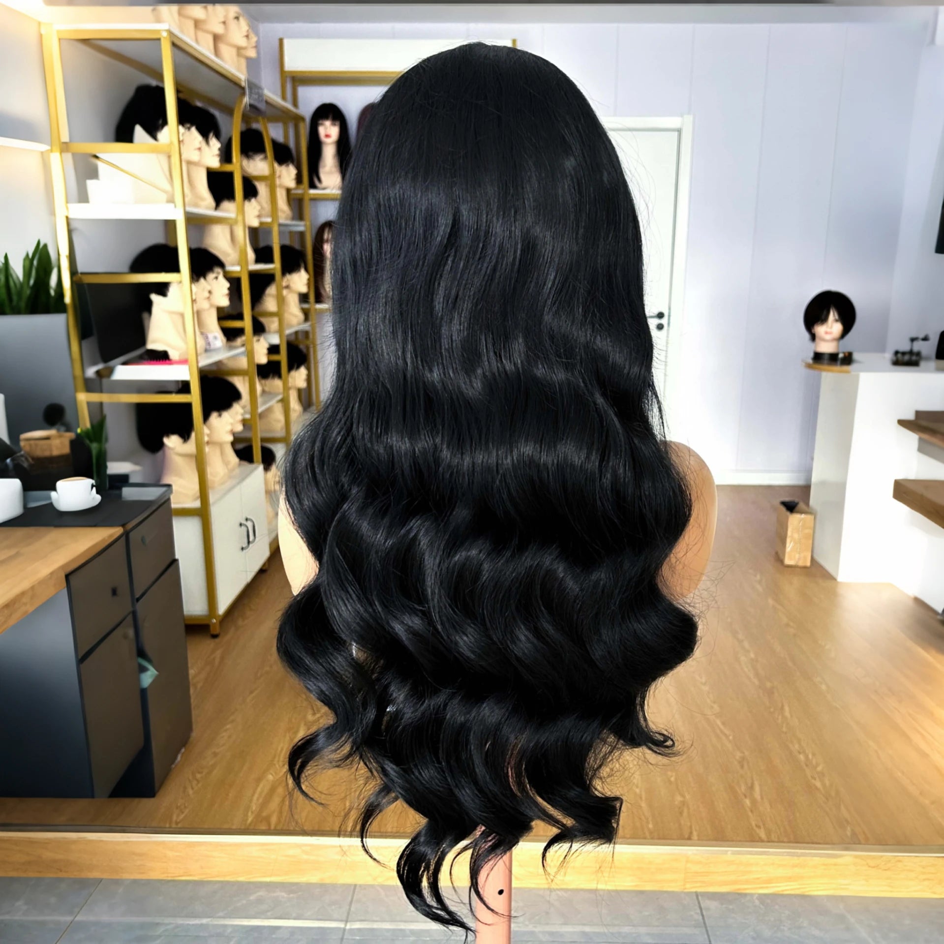 Long Wavy Black Natural Curly Synthetic Lace Front Wig Free Part Loose Body Wave 13X4 Frontal Wigs for Women Daily Party Cosplay