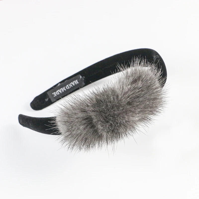 Real Mink Cosmetic Headbands Women High Quality Bow Hair Bands hair accessory Fashion Plush Hair Clips cute Real Fur Gifts