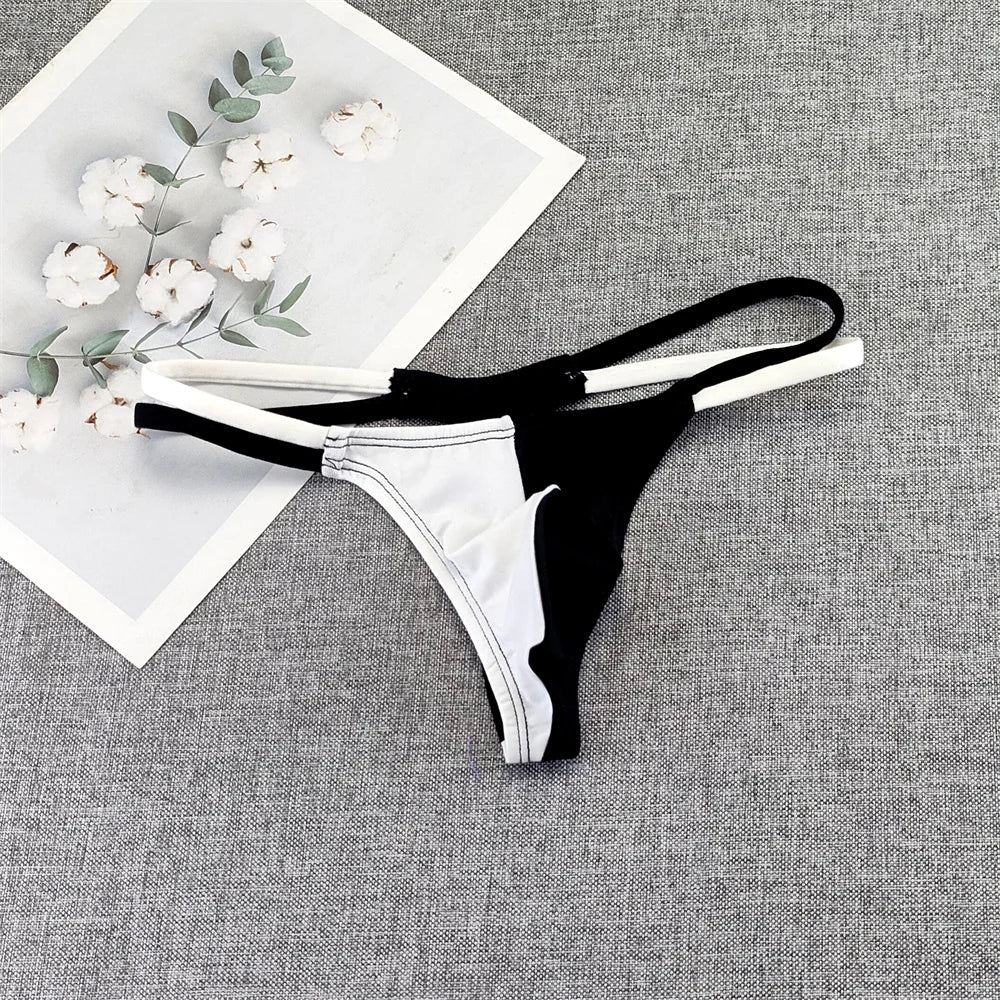 Double Strap Pure Cotton Thong Men T-back Underwear Patchwork Color Sports Seamless Male G-string Plus Size