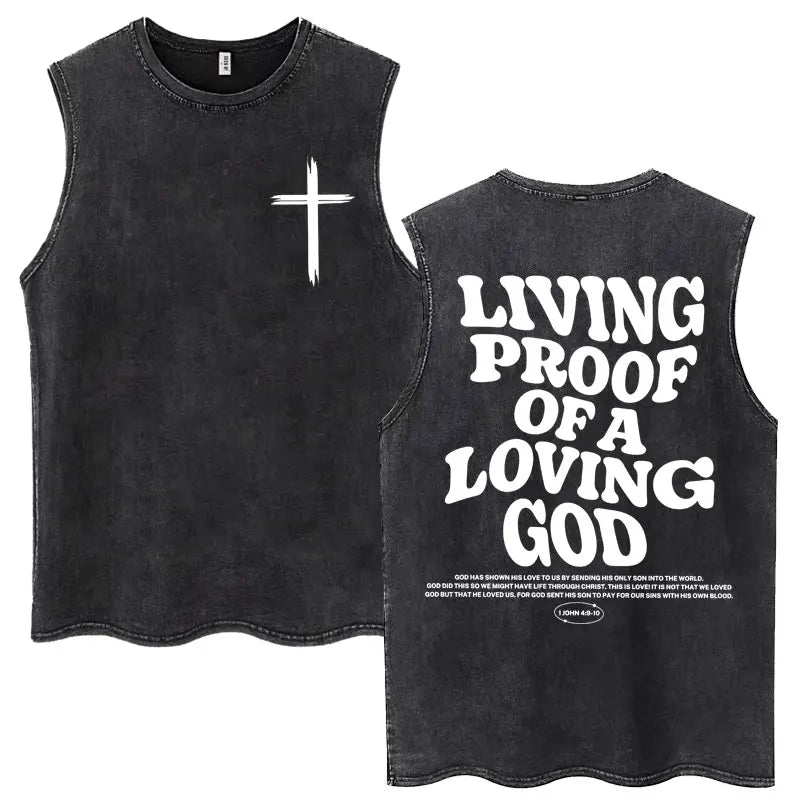 Christian Jesus Church Vintage Washed Tank Tops Bible Verse God Loves You Sleeveless T-shirt Men Women Cotton Loose Y2k T Shirts