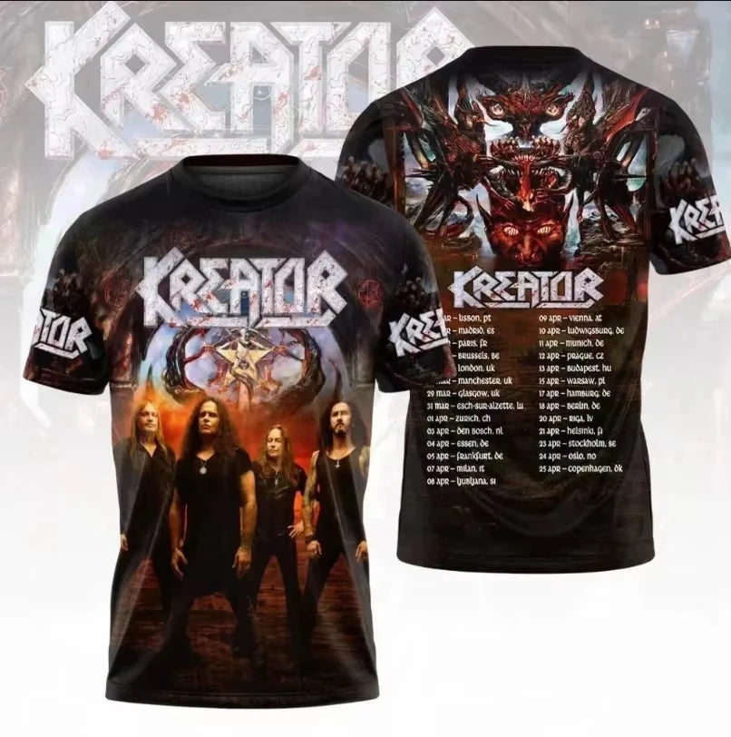 2026 New Kreator Band 3D Print T-shirt Men Women Fashion Hip Hop Street Short Sleeve Tops Tees Kids Clothes men camisetas hombre