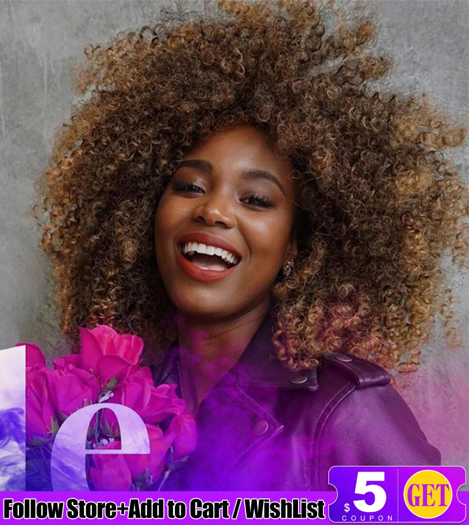 Kinky Straight Lace Front Wig T-Part 28Inch Synthetic 13x5x1 Long Lace Wigs Afro Yaki Straight Wigs Ombre Brown For Black Women