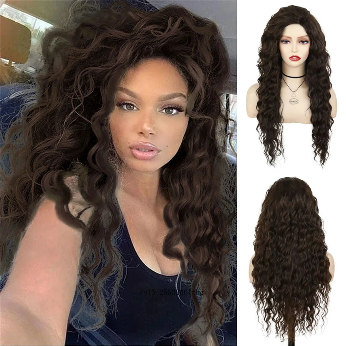 GNIMEGIL Synthetic Grey Hair Long Water Wave Wigs for Women Natural Fluffy Curly Wave Wig Cosplay Halloween Party Heat Resistant