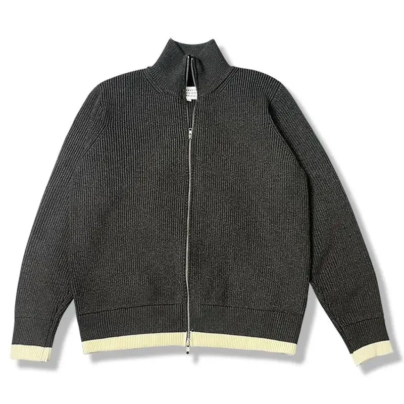 Warm Knitted Cardigan Men Double Zipper Turtleneck Cashmere Men's Winter Knit Jacket Autumn Spring Casual Fashion Sweater Coat