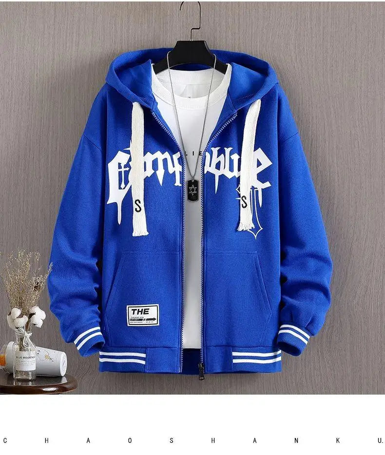 New Men's Hooded Jacket M-6XL Men's Clothing Spring Autumn Korean Fashion Loose Male Coat Hooded Baseball Jersey 2024