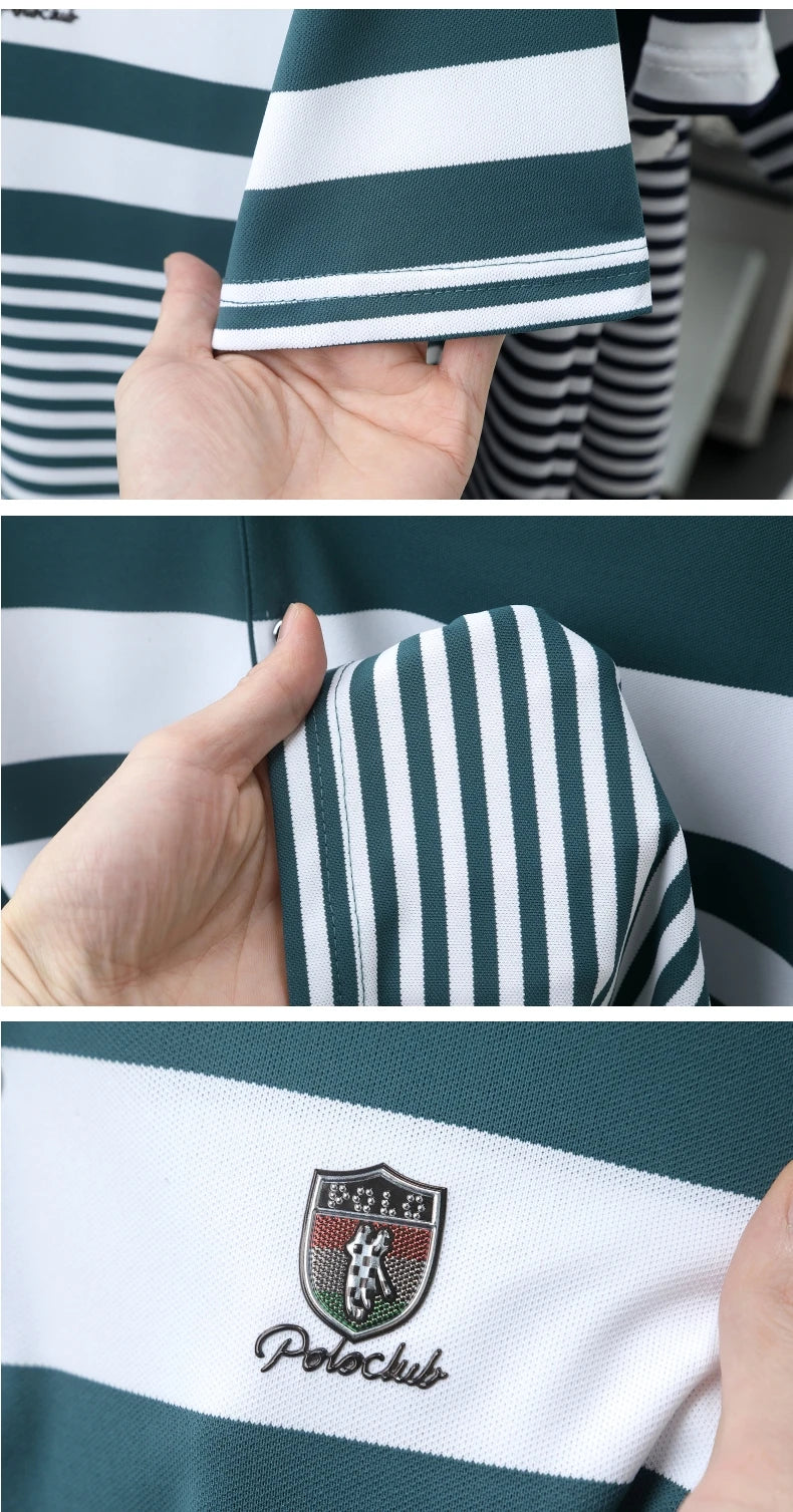 Light luxury fashion striped short sleeve polo shirt high-end brand embroidery summer breathable Paul T-shirt casual men's wear
